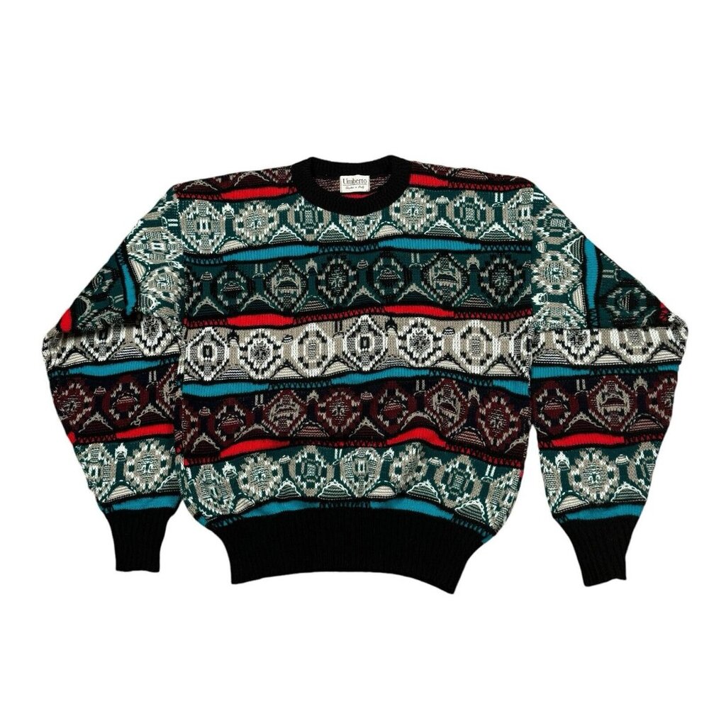 Vintage Umberto Italy Coogi Style Cotton 3D Sweater Jumper Multicolor Size M (?)